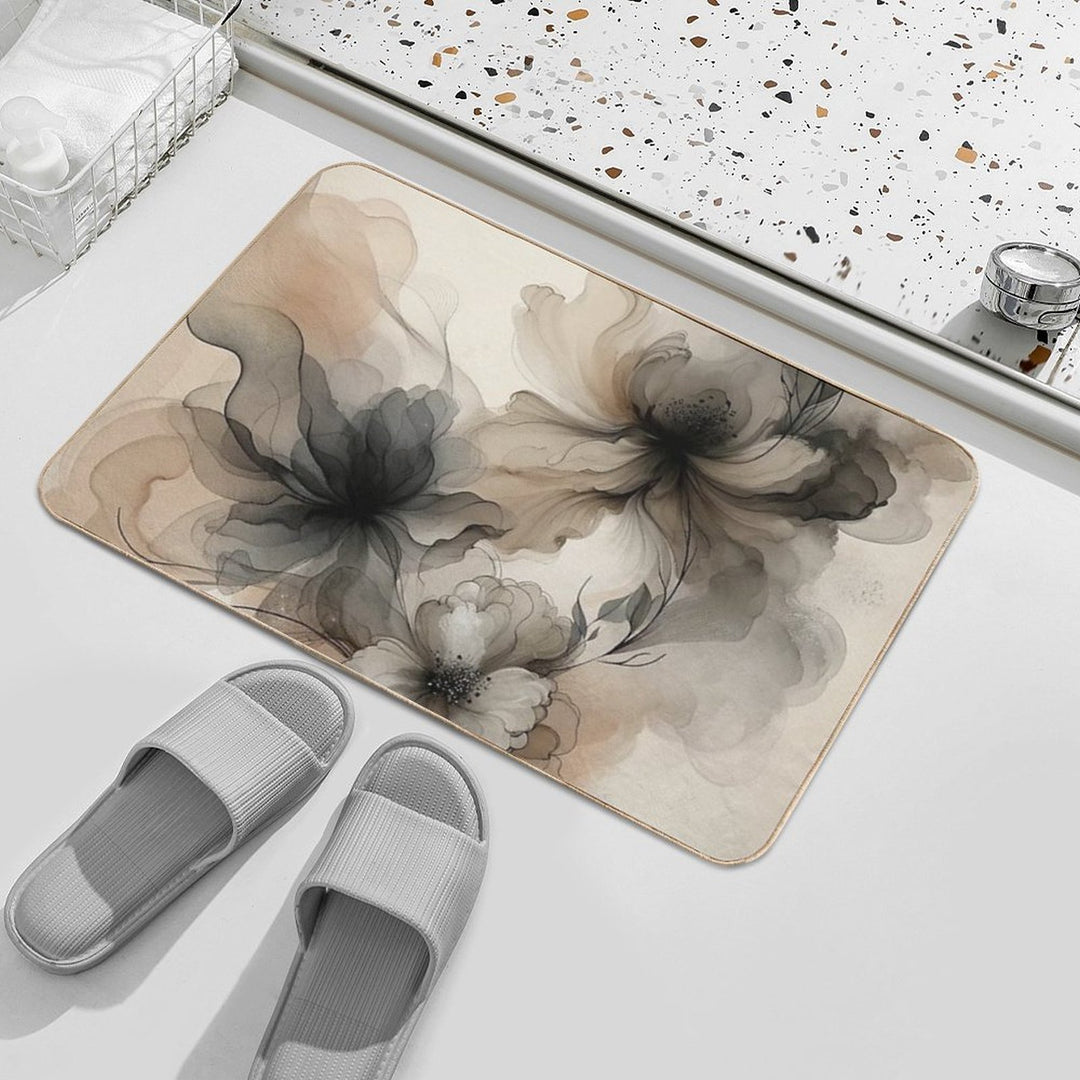 Beige Bloom Shadows  Dirt-Trapping Bath Mat