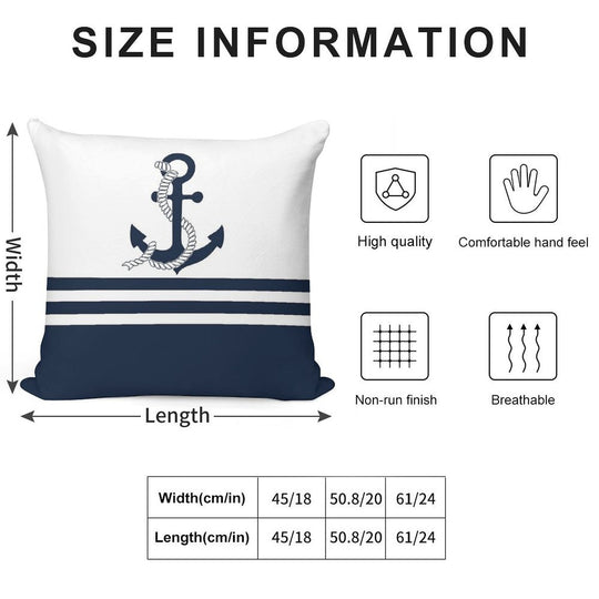 Nautical Blue Anchors with Blue And White Stripes Soft Skin-Friendly Throw Pillow