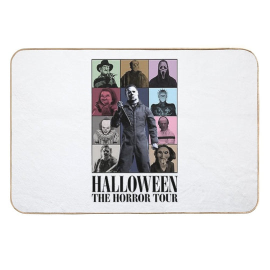 The Horror Tour 2025 Shirt, Halloween Killers Fan Tee, Scary Movie Icons T-Shirt, Slasher Legends Graphic Tee  Toxin-Free Bath Mat