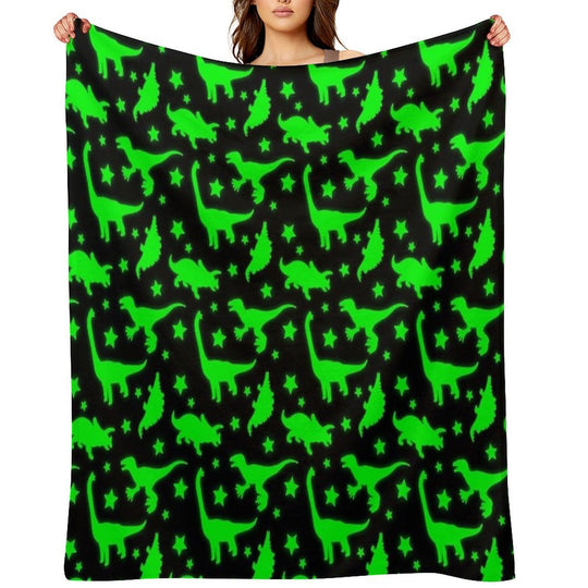 Glowing Dinosaurs (Does Not Glow in The Dark) Travel-friendly Throw Blanket