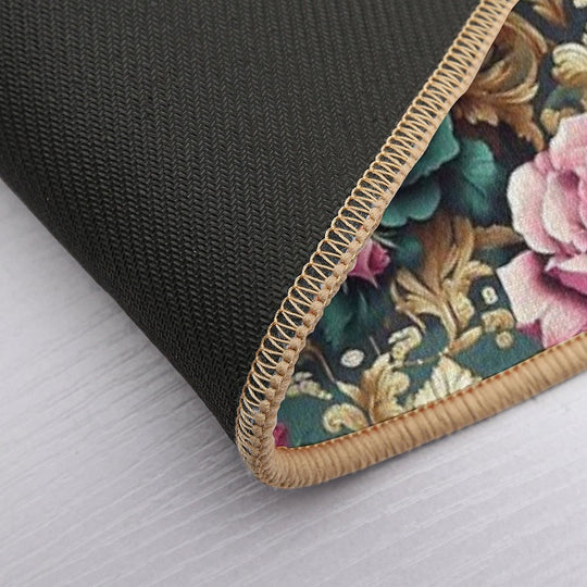 Dark Pink & Teal Baroque Roses  Multi-Purpose Bath Mat