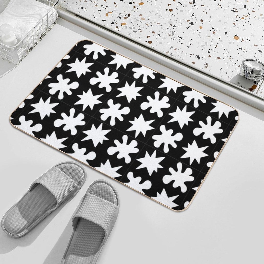 KikiBouba - White on Black  Easy Maintenance Bath Mat
