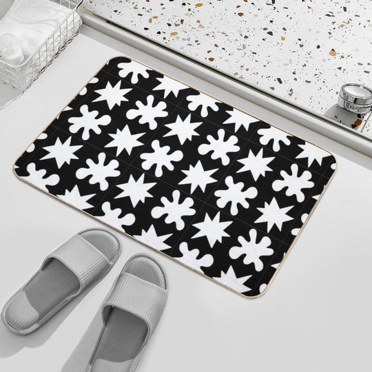 KikiBouba - White on Black  Easy Maintenance Bath Mat