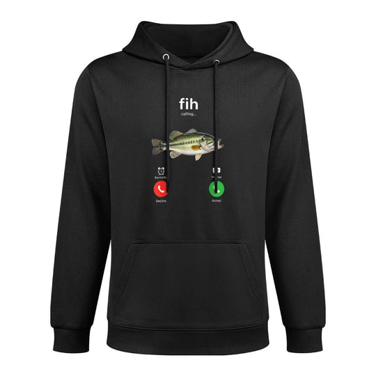 Fih Calling Decline Accept Phone Call Funny Fish Cotton-Polyester Blend Hoodie