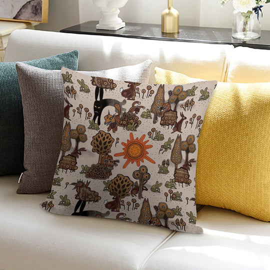 In The Beginning of The World - Watership Down Pattern Soft Warmth Comfort Throw Pillow