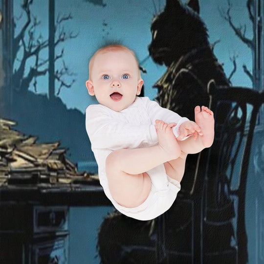 A Cat with A Cigarette in His Office in Front of The Moon Sustainable Throw Blanket