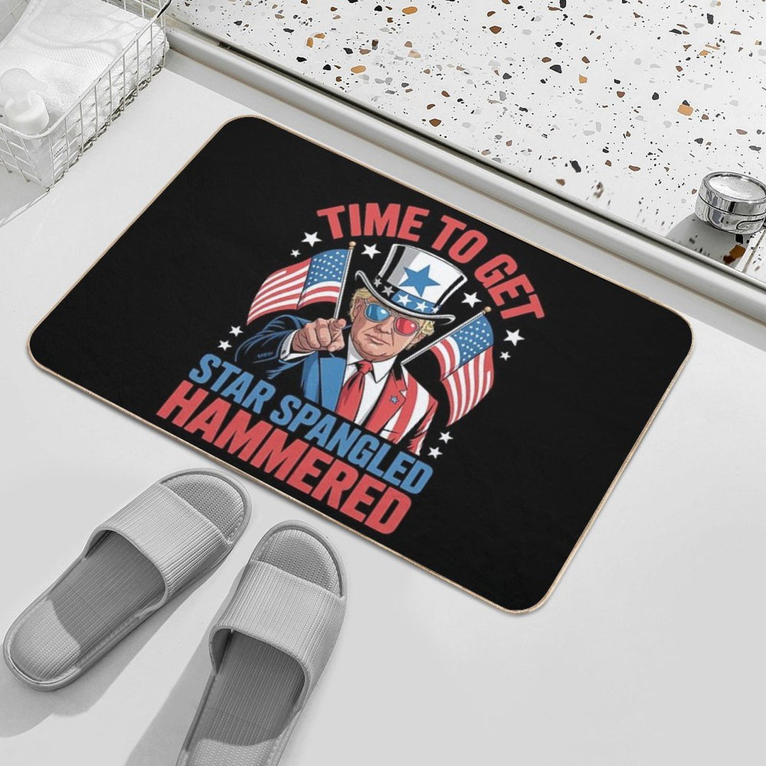 Trump 4th Of July Star Spangled Hammered Drinking Tee  Non-Slip Bath Mat