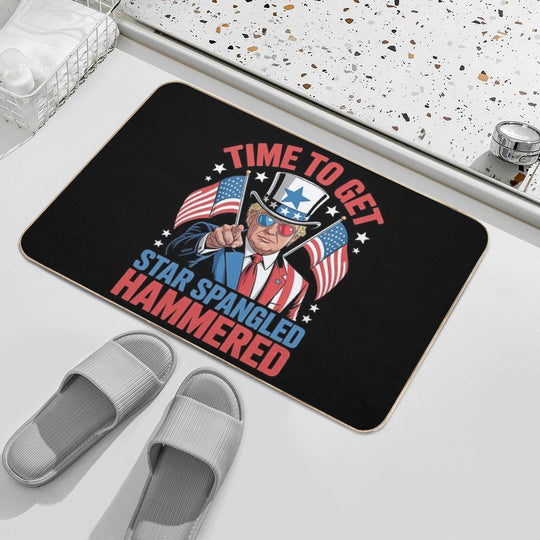 Trump 4th Of July Star Spangled Hammered Drinking Tee  Non-Slip Bath Mat