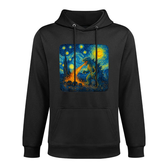Japanese Monster Kaiju Starry Night Van Gogh Gifts Men Women Breathable Fabric Hoodie