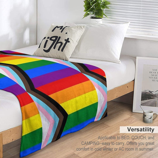 Progress Pride Flag Anti-pilling Throw Blanket
