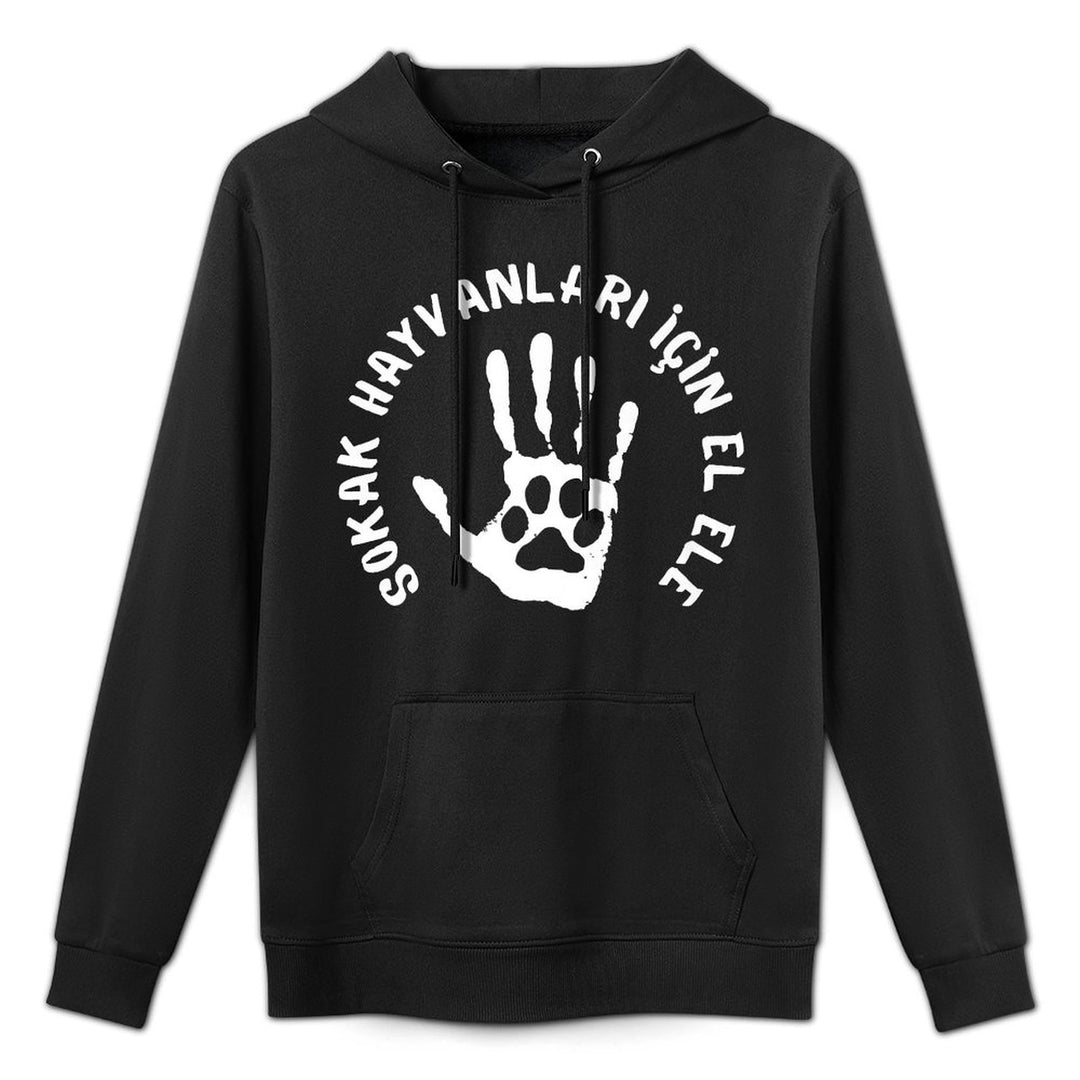 Sokak Hayvanlari Icin El Ele Hand in Hand for Stray Animals Premium Kangaroo Pocket Hoodie