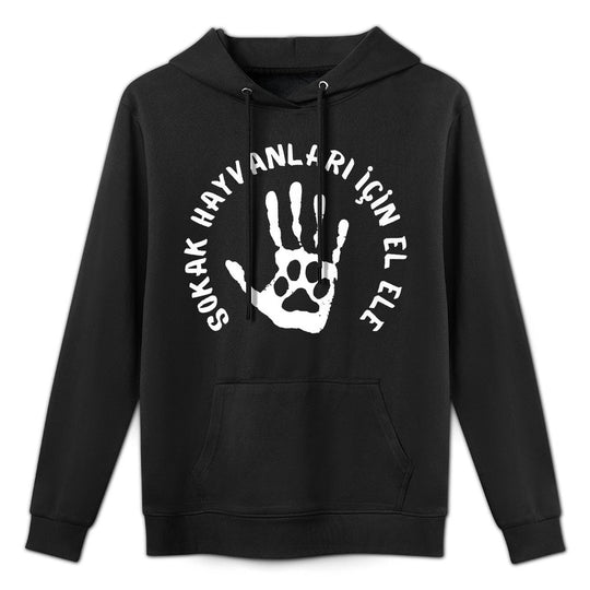 Sokak Hayvanlari Icin El Ele Hand in Hand for Stray Animals Premium Kangaroo Pocket Hoodie