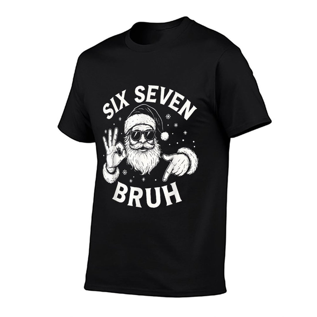 Bruh 67 Christmas Santa Six Seven 6 7 Boys Christmas Pajamas  Rolled Sleeves T-Shirt