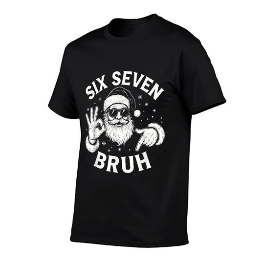 Bruh 67 Christmas Santa Six Seven 6 7 Boys Christmas Pajamas  Rolled Sleeves T-Shirt