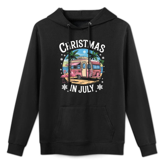 Christmas In July Flamingo Trailer Summer Xmas Camper Durable Construction Hoodie