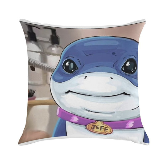 Jeff The Land Shark Soft Reinforced Edging Throw Pillow