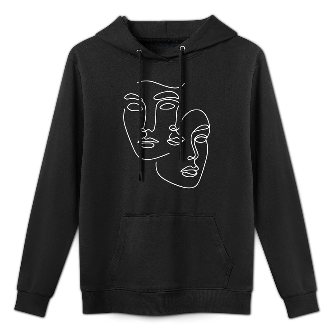 Feminine Faces Abstract Line Art Feminist Artist Durable Construction Hoodie