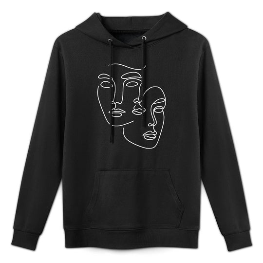 Feminine Faces Abstract Line Art Feminist Artist Durable Construction Hoodie