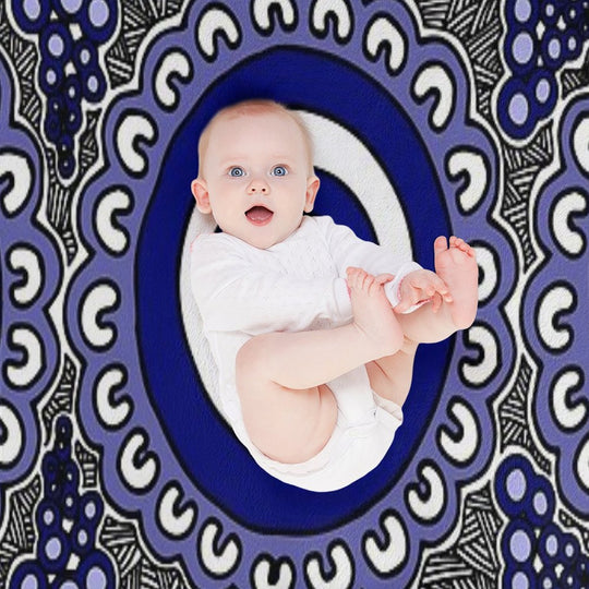 Authentic Aboriginal Art - Gathering Machine-washable Throw Blanket