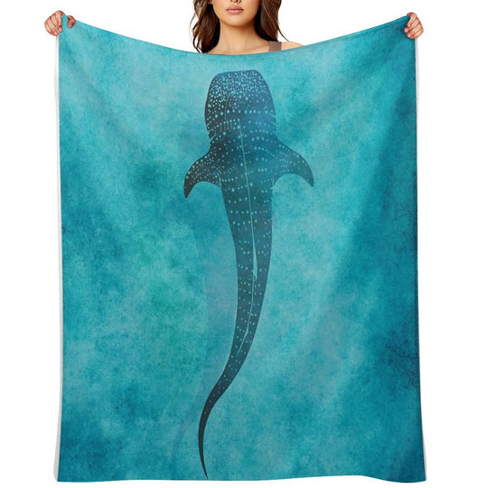 Whale Shark Blue Ocean Travel-friendly Throw Blanket