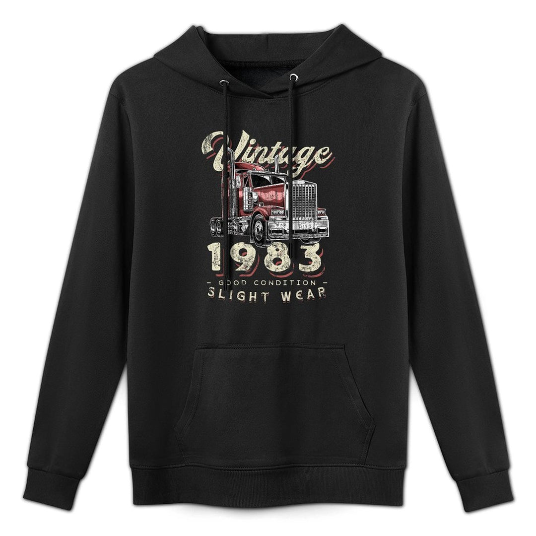 Vintage 1983 Trucker Big Rig Truck Driver 40th Birthday Durable Construction Hoodie