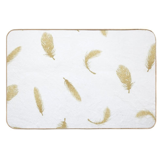 Gold Glitter Feathers  Slip-Resistant Bath Mat
