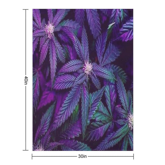 Psychedelic Purple Cannabis Marijuana Weed Pot Leaves Shrink-resistant Throw Blanket