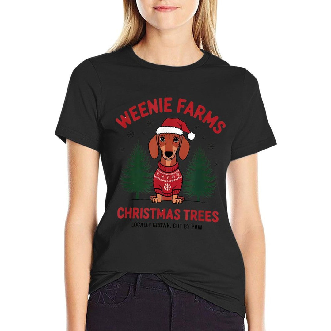 Weenie Farms Dachshund Christmas Trees Wiener Dog for Men Women Kids Comfortable T-Shirt