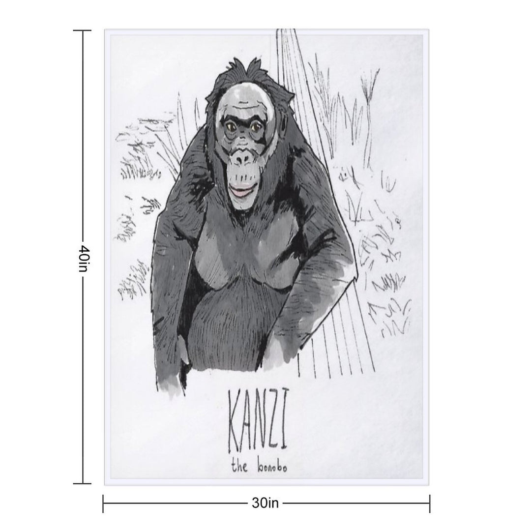 Kanzi The Bonobo Plush Throw Blanket