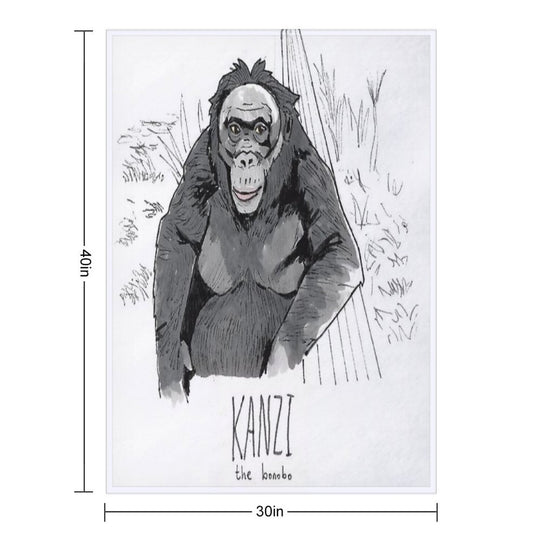 Kanzi The Bonobo Plush Throw Blanket