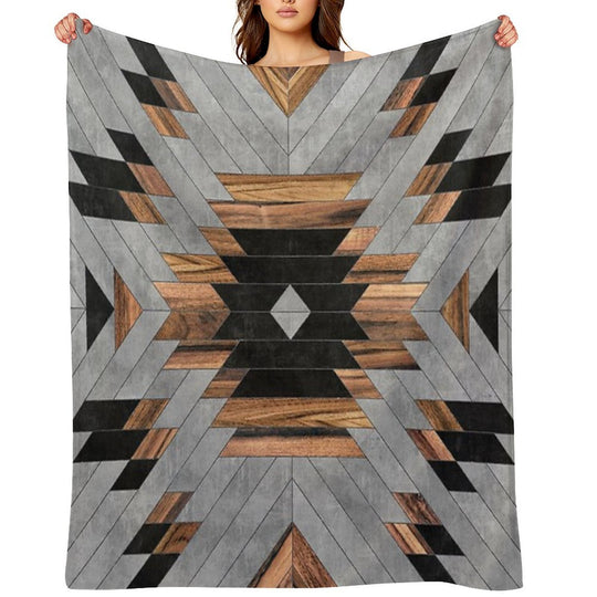 Urban Tribal Pattern No.6 - Aztec - Concrete And Wood Versatility Throw Blanket