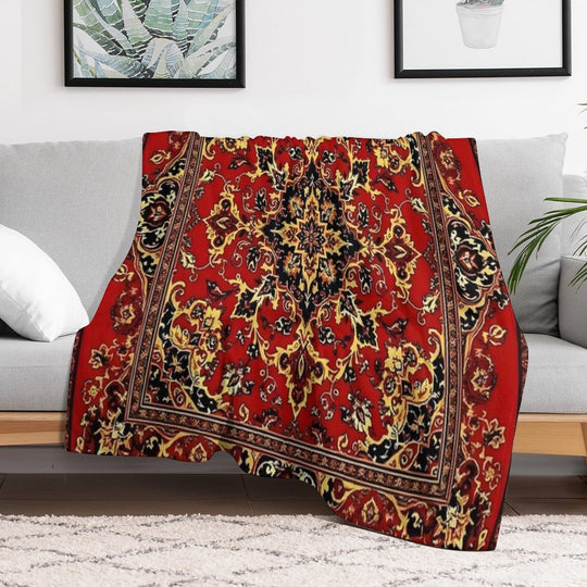 17th Century Afghanistan Rug Print Shrink-resistant Throw Blanket
