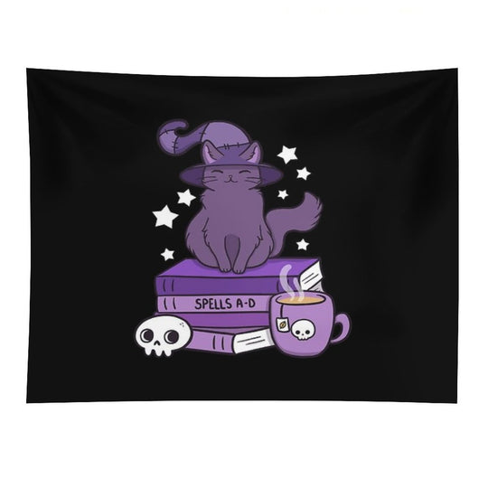 Feline Familiar 02  Black  Nikury Tapestry