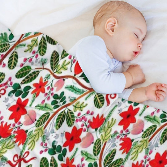 Christmas Floral Pattern Anti-pilling Throw Blanket