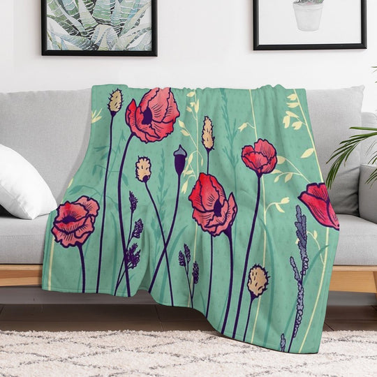 Summer Field Plush Throw Blanket