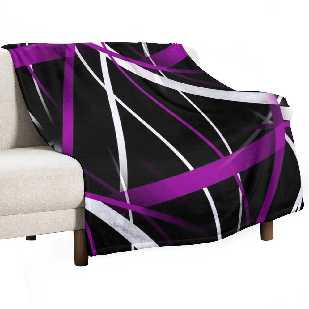 Seamless Abstract Purple And White Lines On Black Pattern All-season Throw Blanket