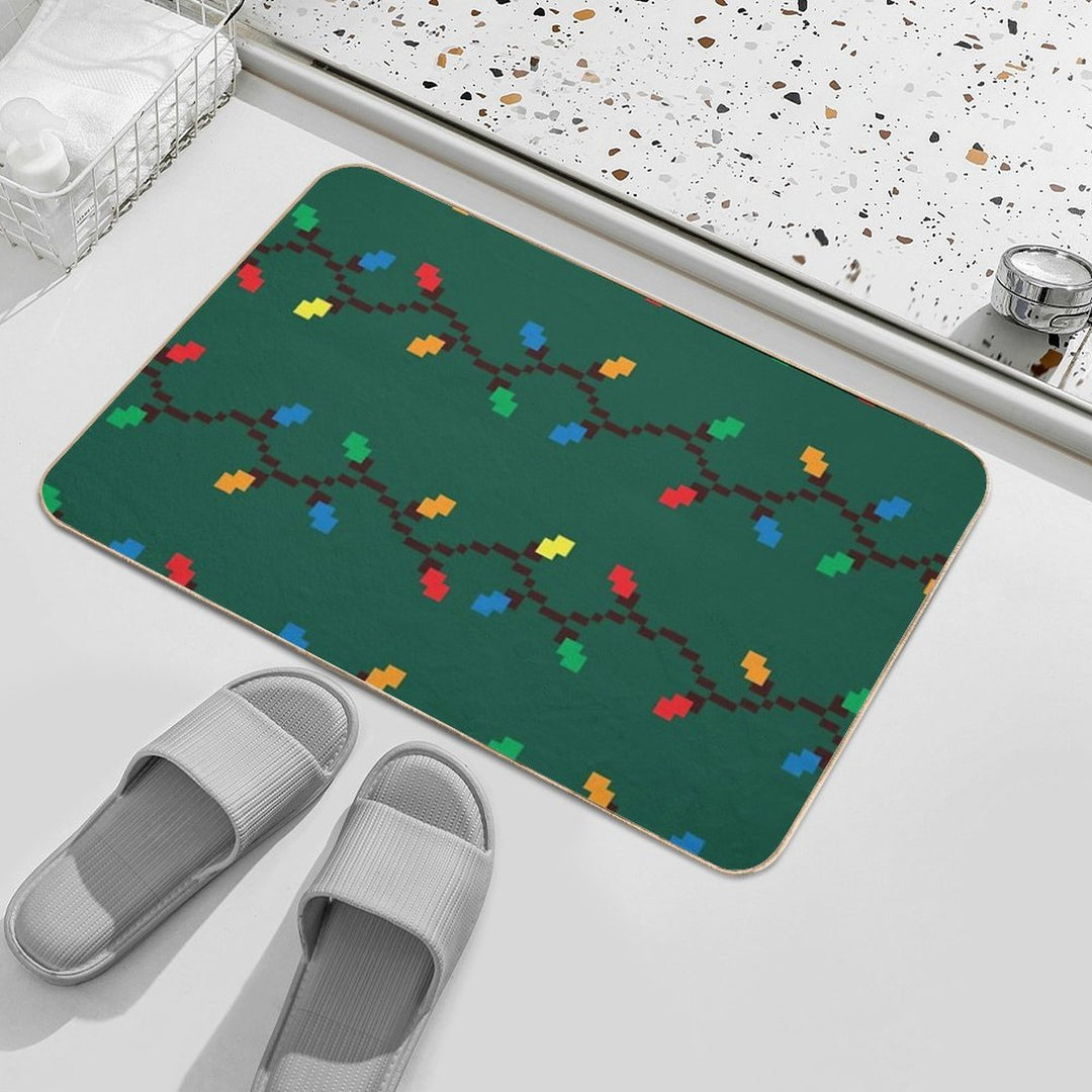 Pixel Christmas Lights  Stain-Proof Bath Mat