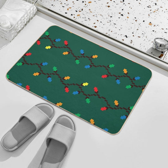 Pixel Christmas Lights  Stain-Proof Bath Mat