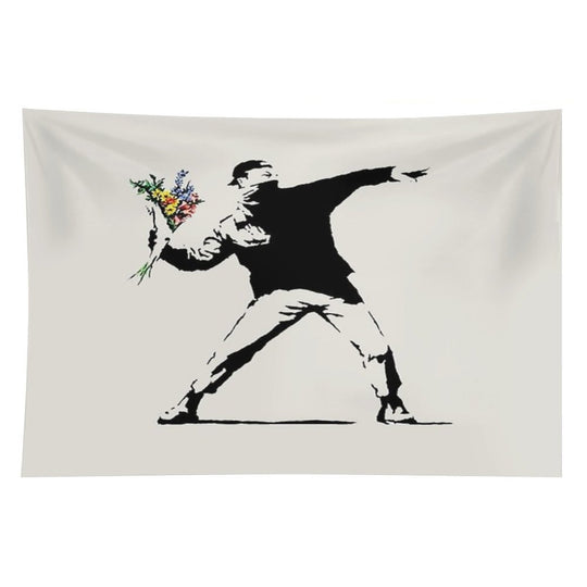 Banksy - Flower Thrower Tapestry