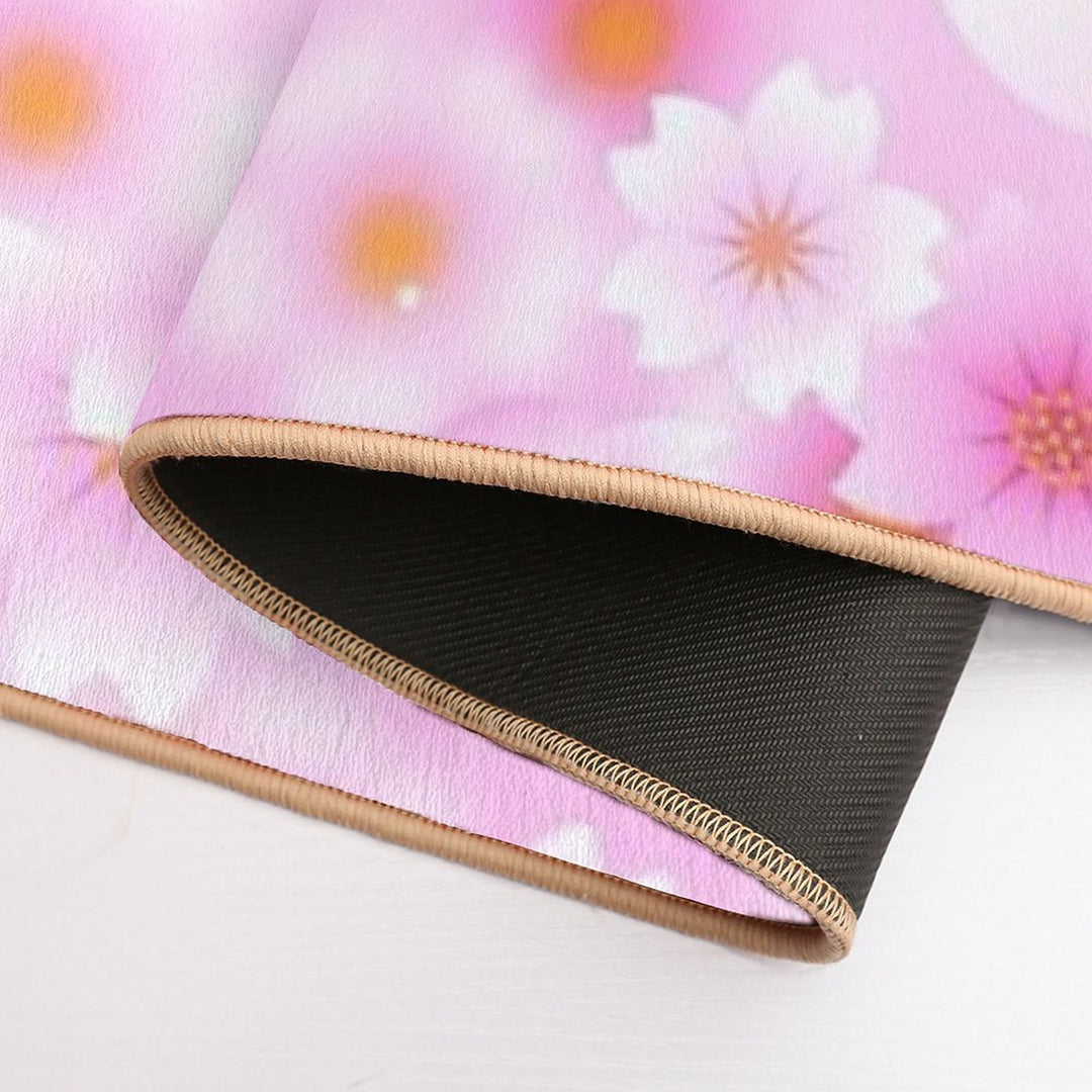 Sakura Flowers in Pink Background Durable Bath Mat