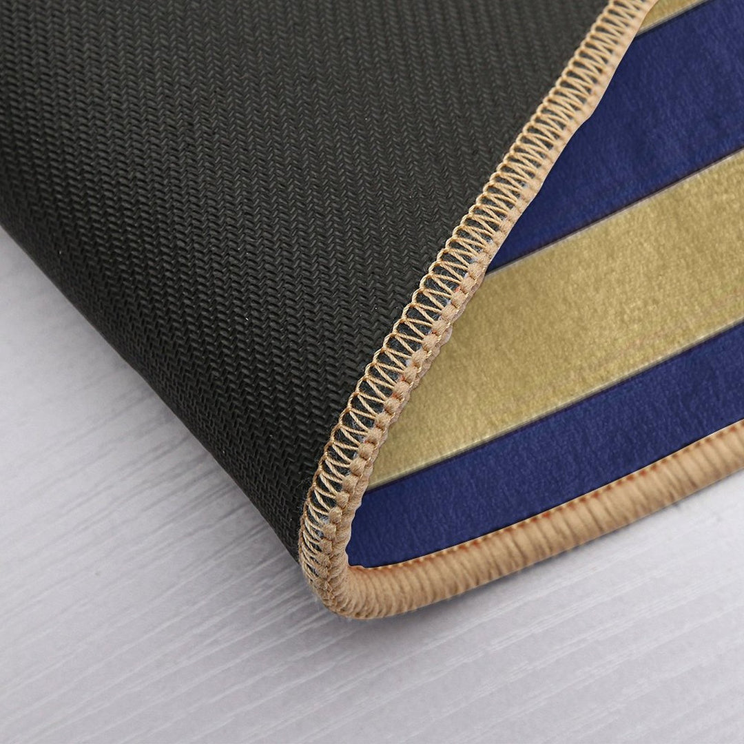 Navy Blue And Gold Metallic Horizontal Stripes  Toxin-Free Bath Mat