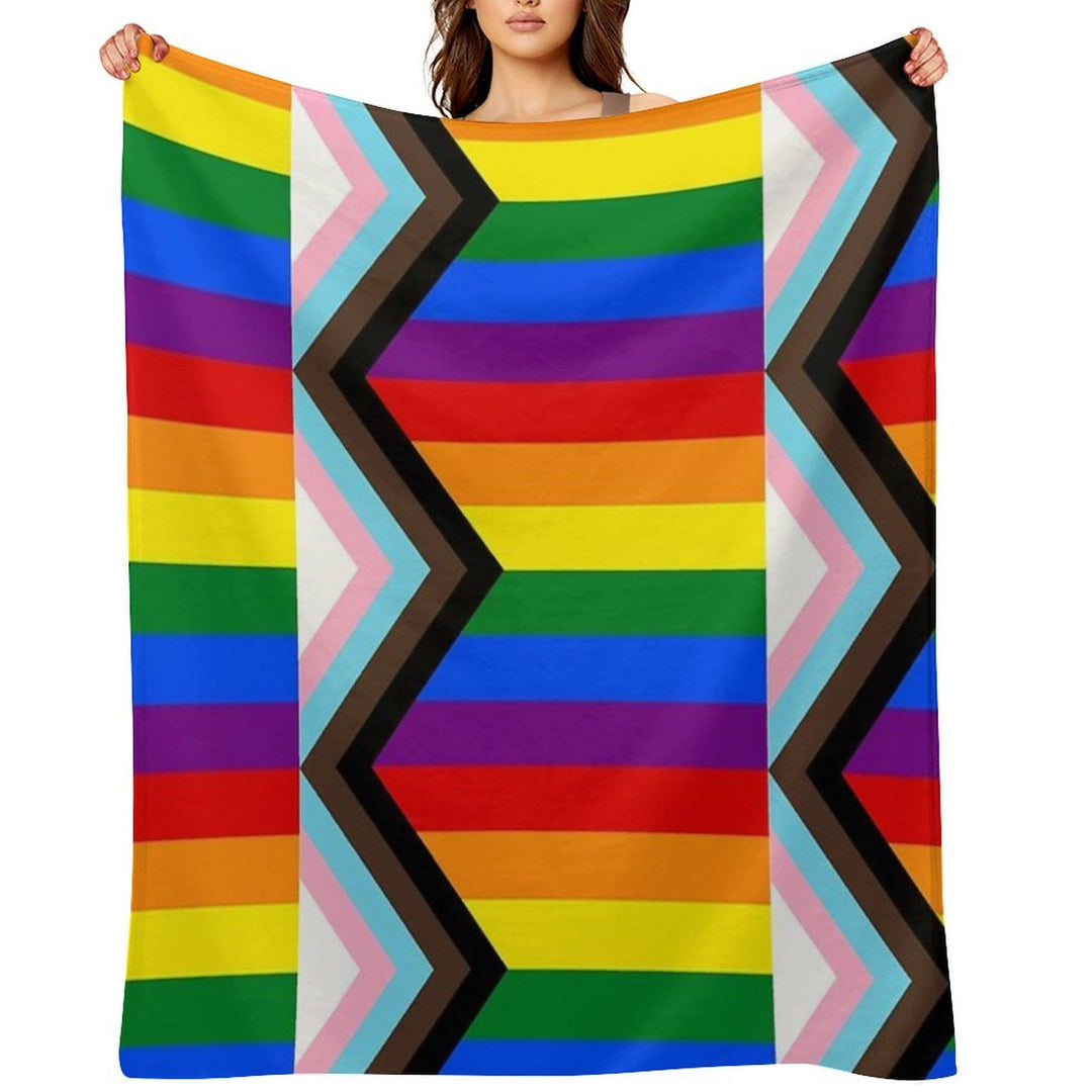 Progress Pride Flag Anti-pilling Throw Blanket