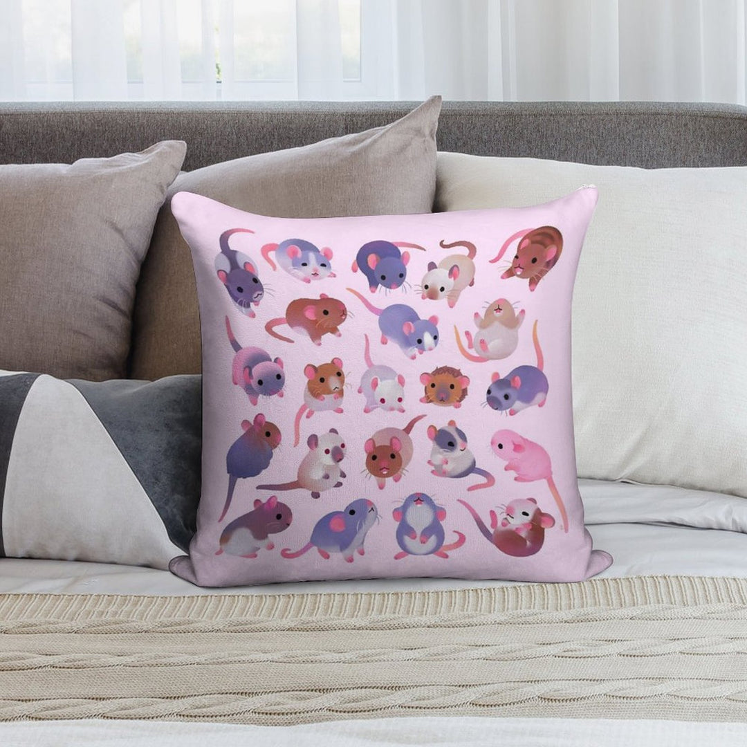 Fancy Rat - Pink Soft Anti-Pilling Throw Pillow
