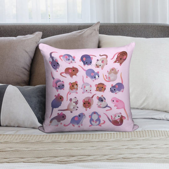 Fancy Rat - Pink Soft Anti-Pilling Throw Pillow