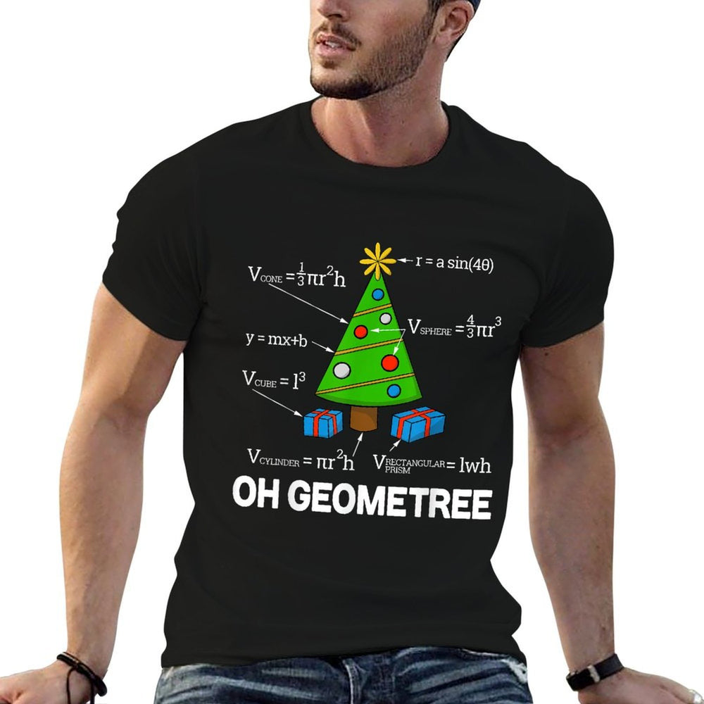 Funny Math Geometry Christmas Tree Geometree Teacher  Oversized Silhouette T-Shirt