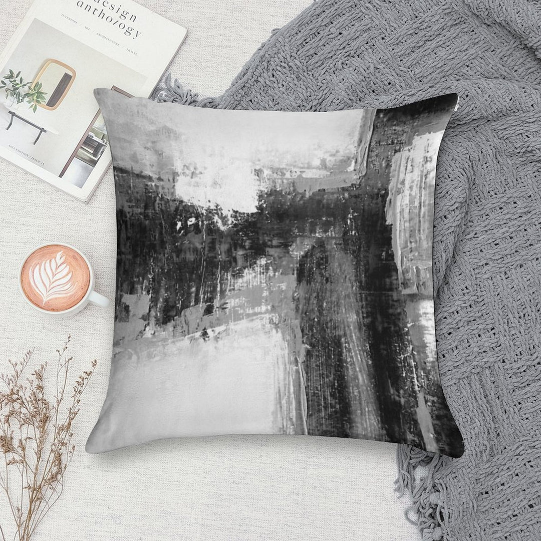 Black White Abstract Soft Shrink-Resistant Throw Pillow