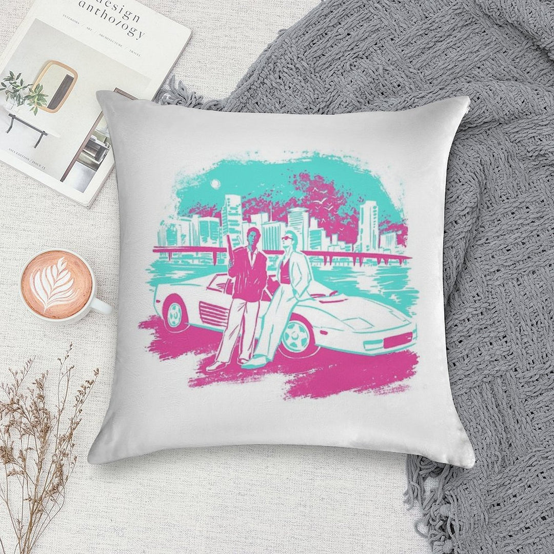 Miami Vice Sunset Soft Decorative Cover Throw Pillow