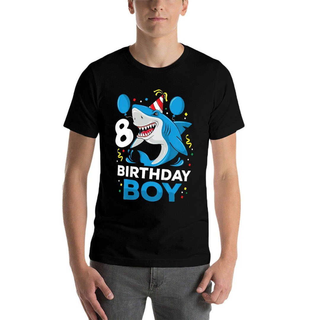 Kids 8th Birthday Boy Shark Ocean Theme Party 8 Years Old For Boy  Quick-drying T-Shirt
