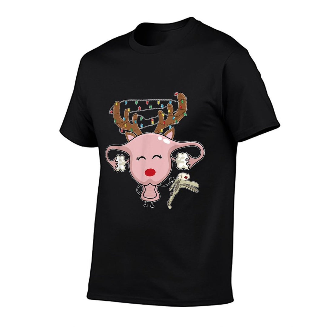 Festive Reindeer Speculum Christmas Light Nurse OBGYN  Wrinkle-resistant T-Shirt