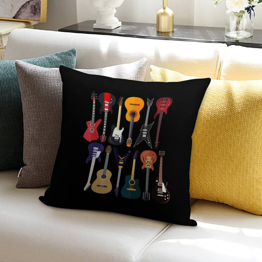 Musician Different Types Of Guitar Soft Reinforced Edging Throw Pillow